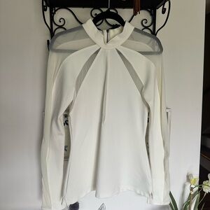 Free People White Sheer Accent Blouse